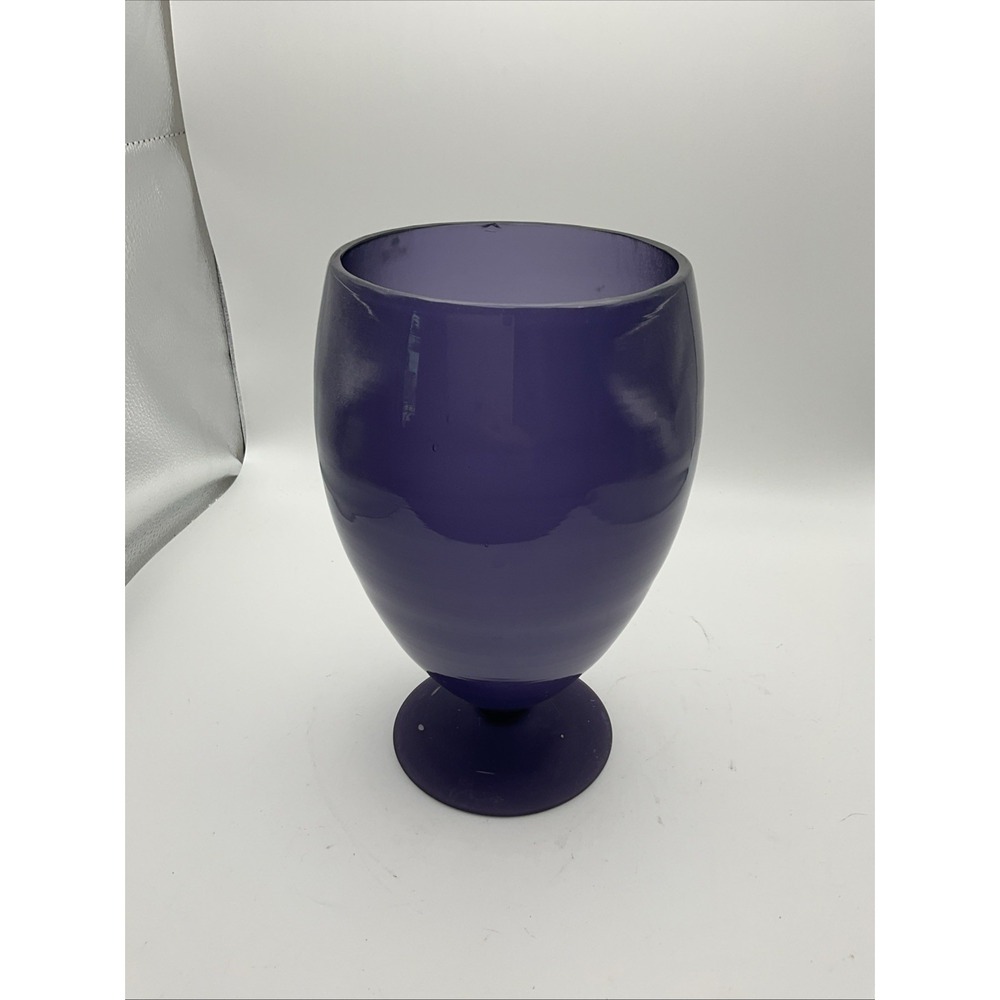 Vintage Purple Art Glass Pedestal Vase Goblet Planter Footed 6.5" Decor